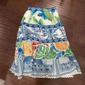 Farm rio NWT blue tile midi skirt small